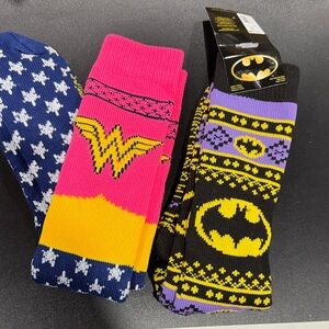 DC Comics Wonder Woman and Batman Socks - Pink, Black, Yellow